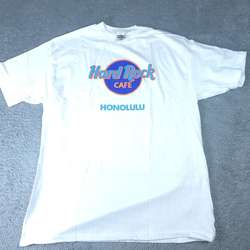 Vintage Hard Rock Cafe Honolulu Shirt Mens XL White Hanes Beefy-T Graphic Tee